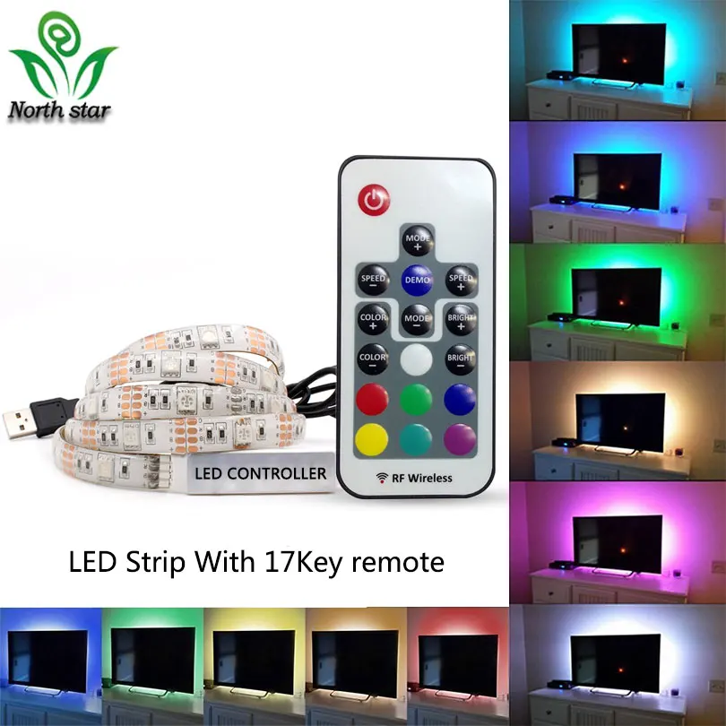 1 шт. DC 5 В USB питание Декор RGB водонепроницаемая светодиодная лента SMD 5050 м для ТВ