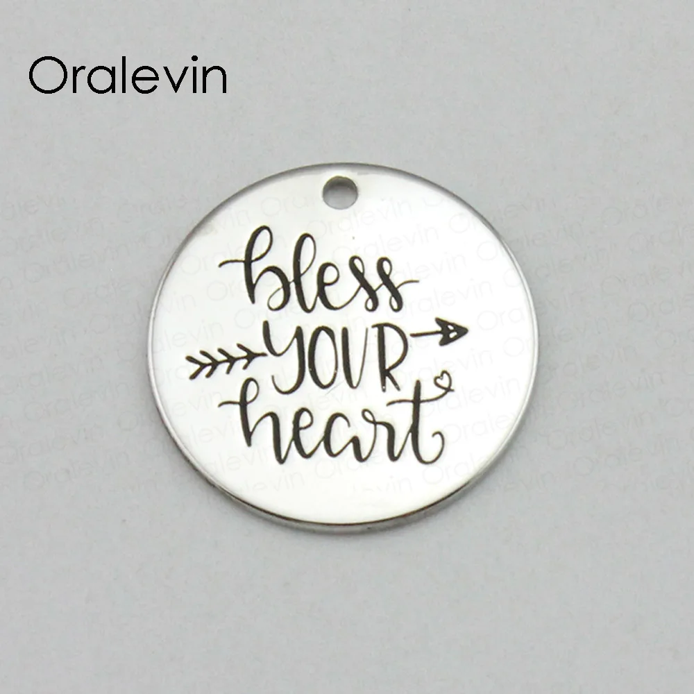 BLESS YOUR HEART Inspirational Hand Stamped Engraved Custom Pendant Expandable Wire Bracelet Fashion Jewelry 10Pcs/Lot #LN1965B | Украшения