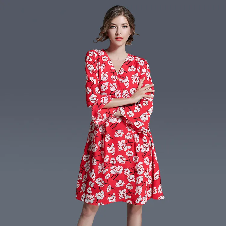 2019 Summer Dress Women Floral Printing Chiffon Beach Female Flare Sleeve Women's Dresses Robe Femme sundress YQ038 | Женская одежда