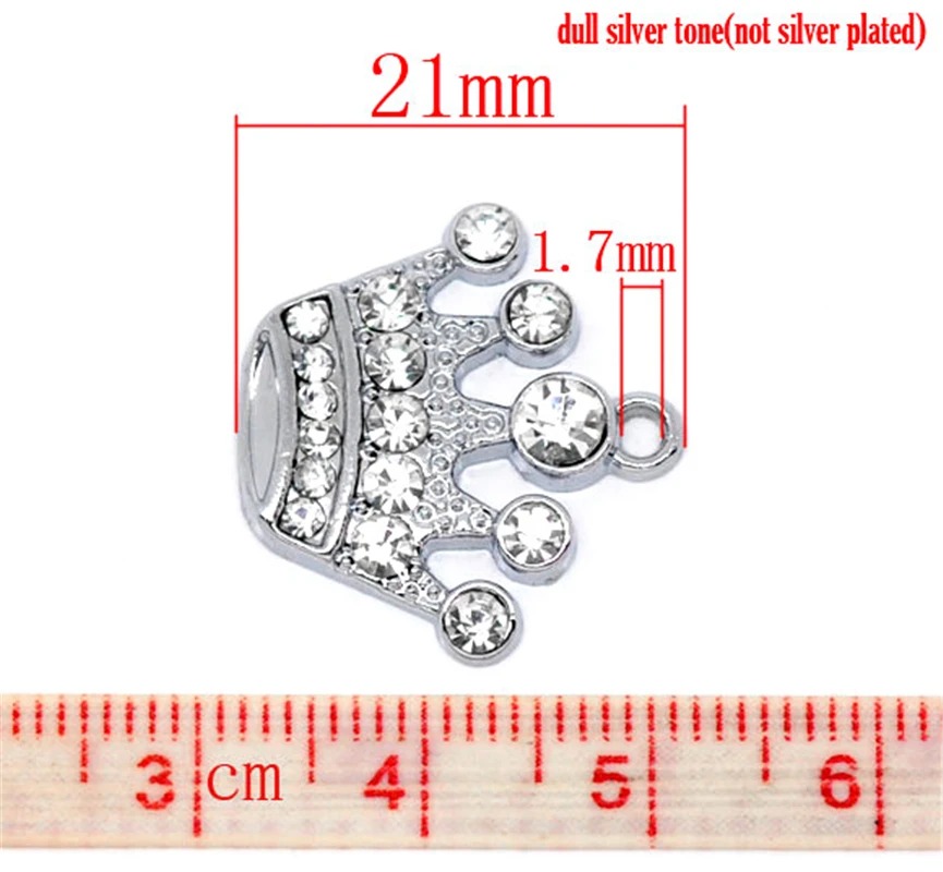 DoreenBeads 10 шт. серебристые стразы коронки Очаровательные Подвески 21x20 мм для DIY