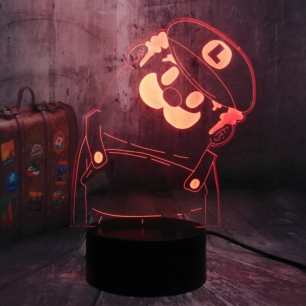 Новые милые фигурки супер Марио игра Луиджи 3D светодиодный ночсветильник 7