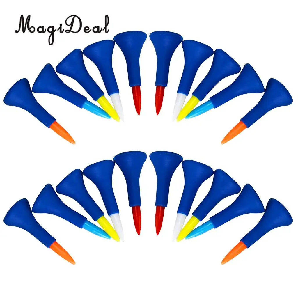 

MagiDeal 20 Pieces Durable Soft Rubber Cushion Top Golf Tees 42mm Random Color