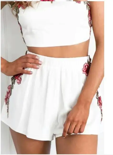 Женский летний модный сексуальный комплект одежды из 2 предметов однотонный