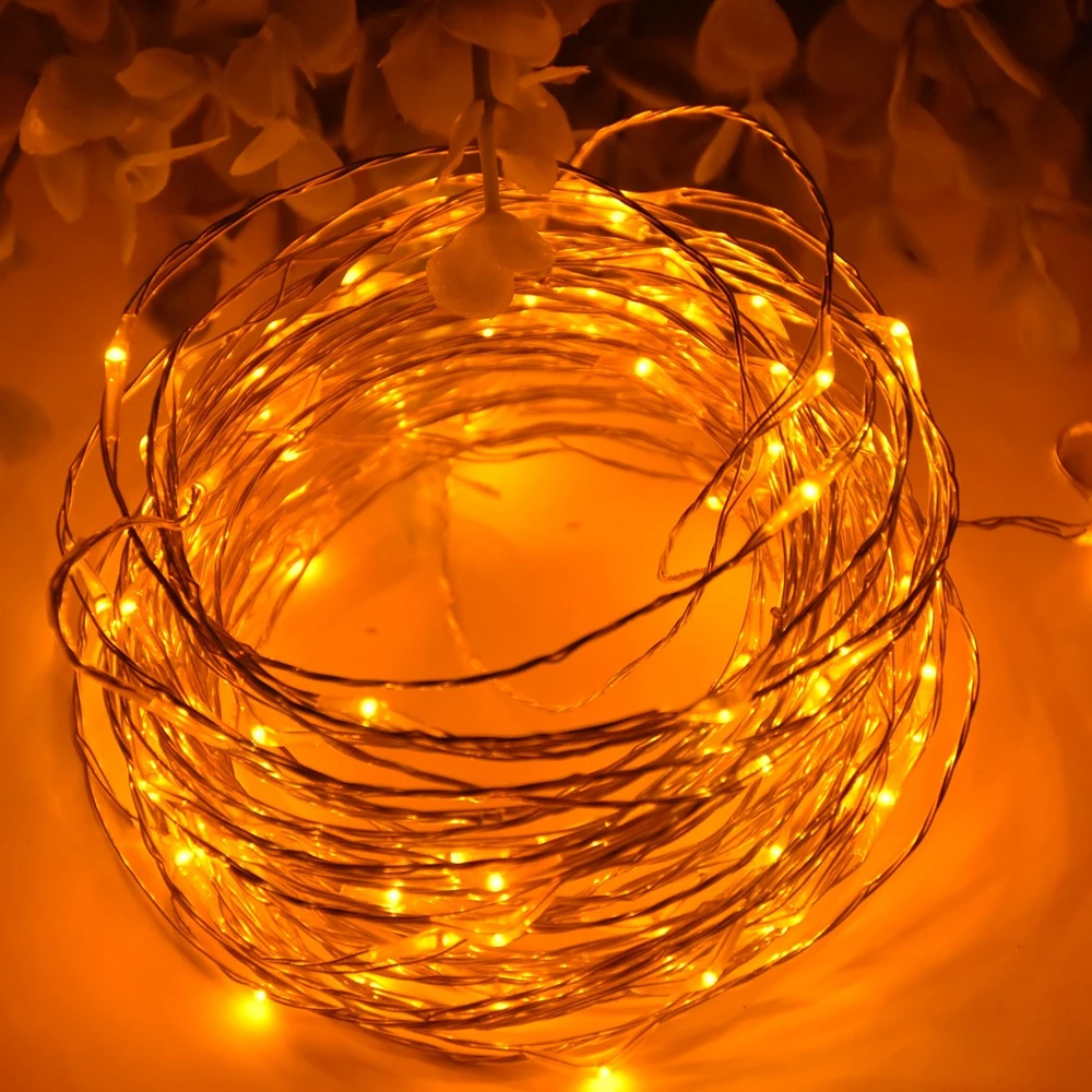 3AA на батарейках 10 м 100 led LED Серебряный Цветной Медный провод сказочные гирлянды
