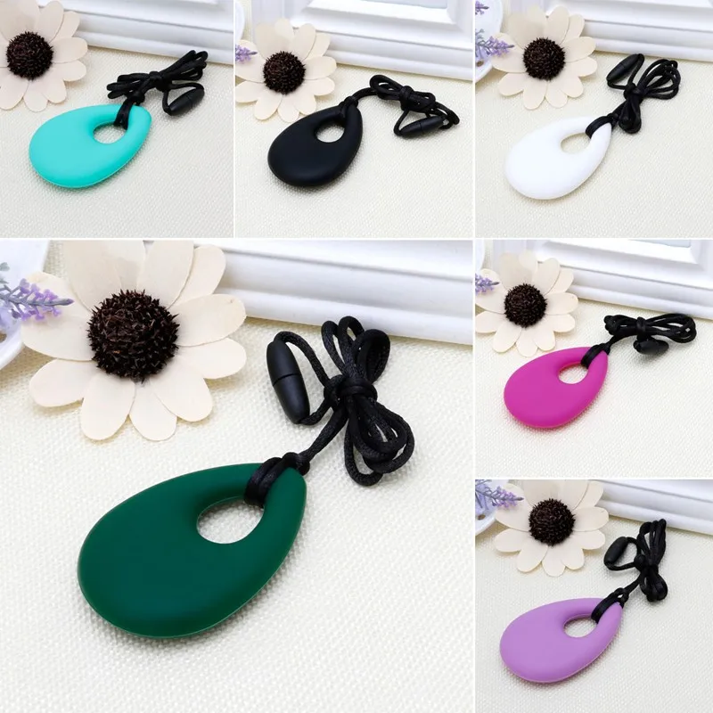 M89CSilicone Teardrop кулон детский аксессуар для прорезывания зубов Прорезыватель аутизм сенсорная Жевательная 6 цветов
