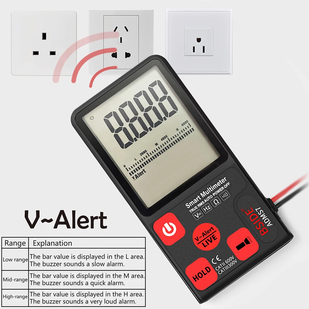 BSIDE ADMS7 Smart Multimeter True RMS Digital Measuring AC/DC Voltage Resistance Frequency with LCD Display | Инструменты
