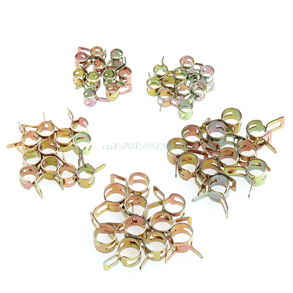 

new hot 50Pcs 5/6/7/8/9mm Spring Clip Fuel Line Hose Water Pipe Air Tube Clamps Fastener