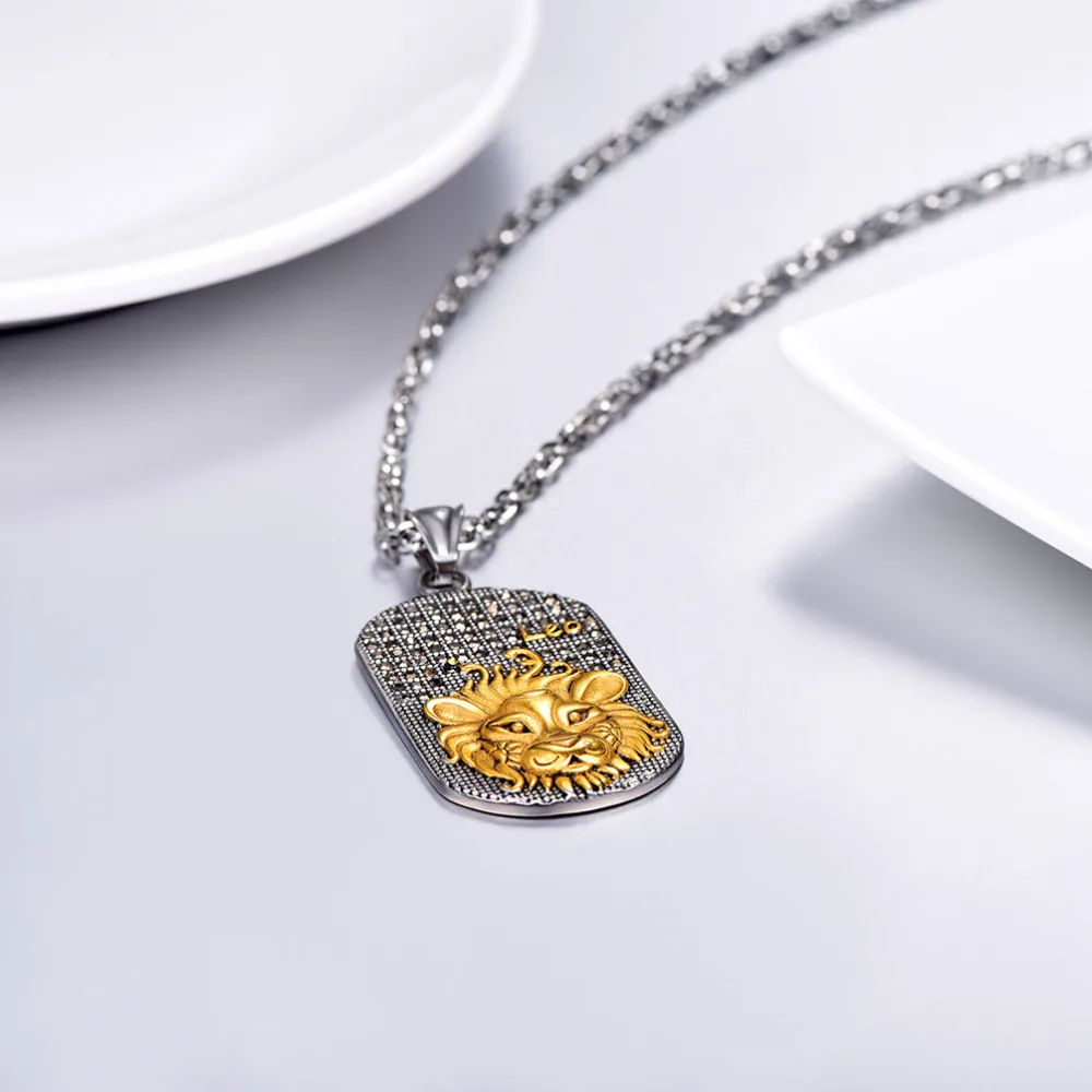 

Kpop Constellation Necklace Customize Jewelry Gold/Silver Color Personalized Dog Tag Zodiac Charm Necklace for Men P2920GJ