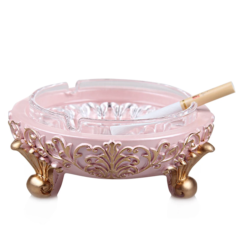 

[European] special offer every day feast crystal glass ashtray cover with European living personality resin ashtray