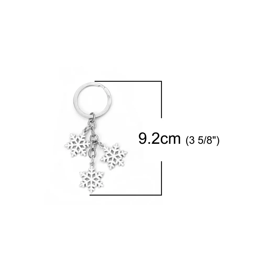 Doreen Box Keychain& Keyring Christmas Santa Claus Dull Silver Color Multicolor Green Christmas Tree Snowflake Enamel, 1 Piece