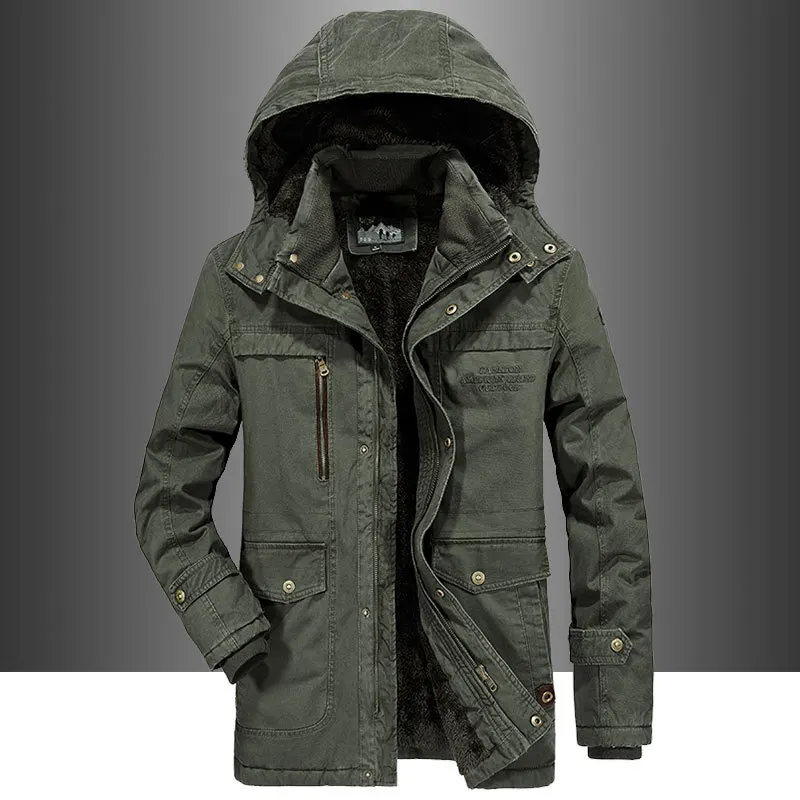 

Winter Jacket Men Parkas Coat Fleece Thick Warm Jackets Coats Windbreaker Men Plus Size M-5XL Hooded Long Jackets Ropa de hombre