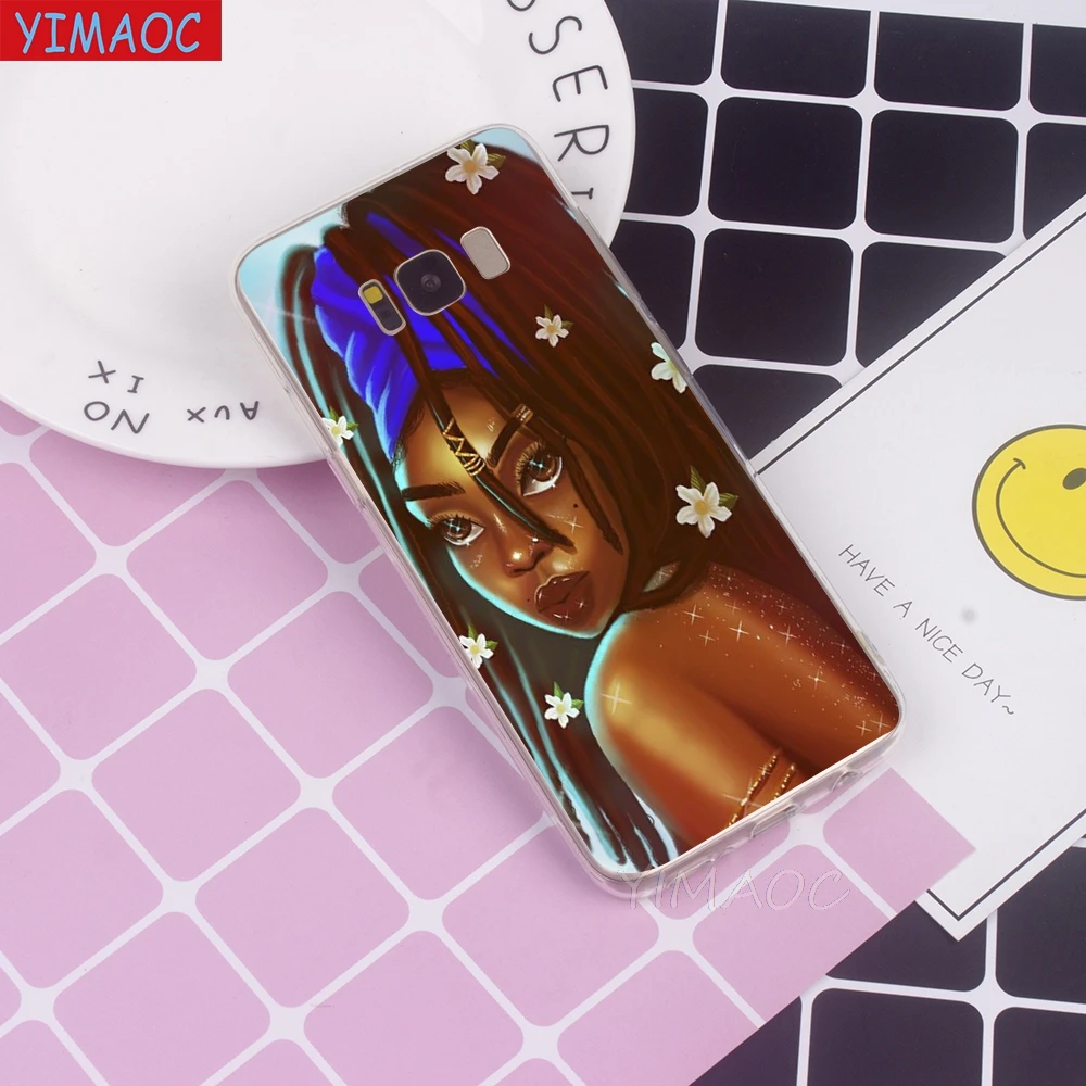 YIMAOC Melanin Poppin Aba Hip Hop Rapper Soft Case for Galaxy j3 j5 j6 j7 A5 2017 A6 A9 Note 8 9 S7 edge S8 S9 S10 Plus S10e |