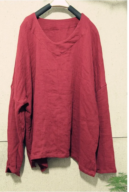 

New product release in the spring of 2016, the original design pure cotton linen loose big yards of women's T-shirt