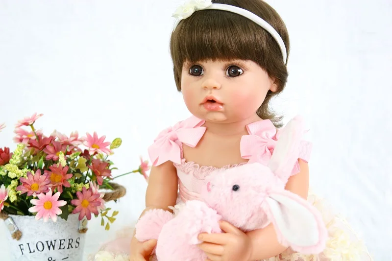BZDOLL Full Silicone Reborn Baby Doll for Girl Boneca 55cm Vinyl Princess Alive Bebe Newborn Babies Fashion Birthday Gift | Игрушки и