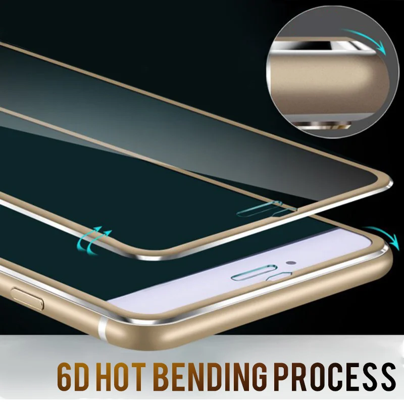 6D закаленное стекло для iPhone 6 6S 7 8 Plus полная защита экрана алюминиевый сплав X 5 SE 5S