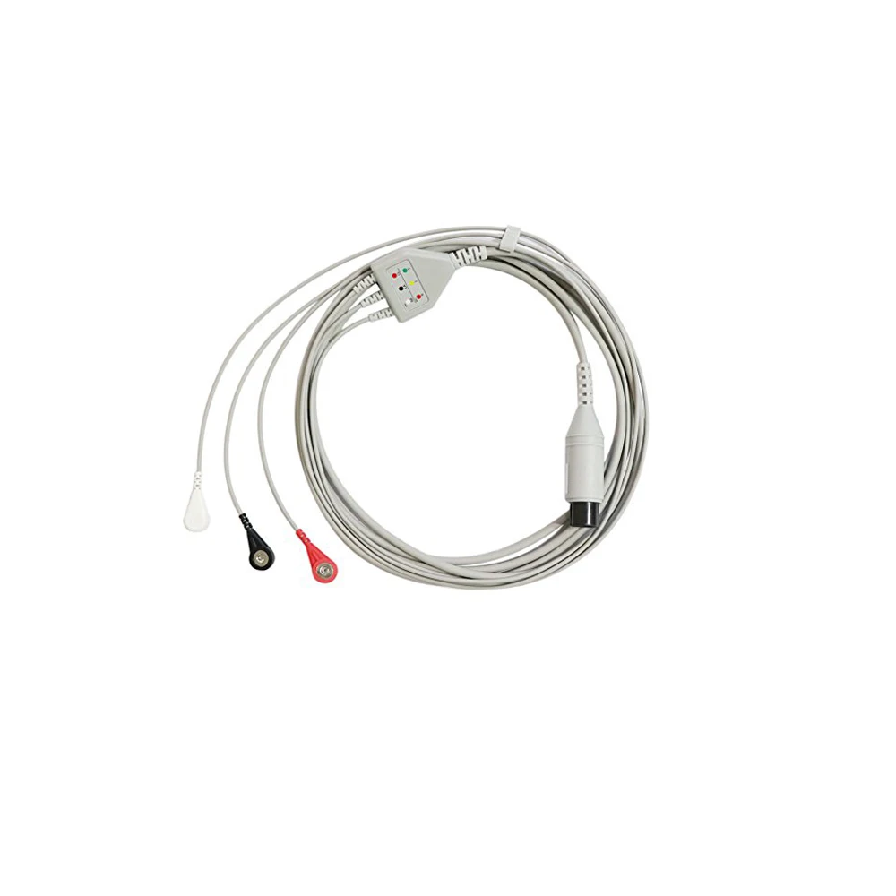 Compatible with Mindray One Piece ECG Cable with 3-Lead Leadwire for Patient Monitor AHA,Snap.