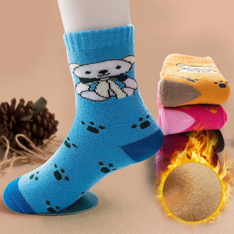 5 пара/Лот толстые бархатные детские носки зимние мягкие теплые для детей От 1 до 12