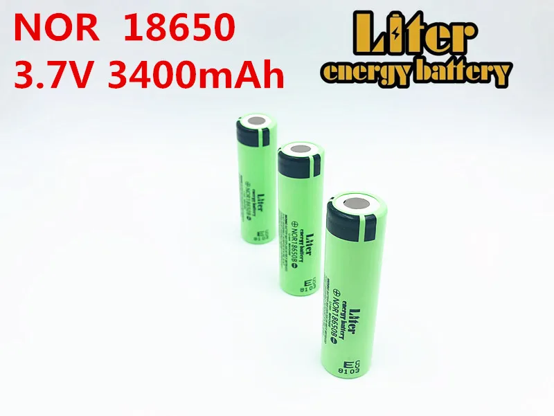 Литровая батарея 2 шт 100% оригинал 18650 3 7 V 3400MAH NOR18650B литий ионный аккумулятор
