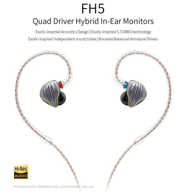 Гибридные Hi Fi наушники FiiO FH5 с четырехъядерным драйвером со сбалансированными