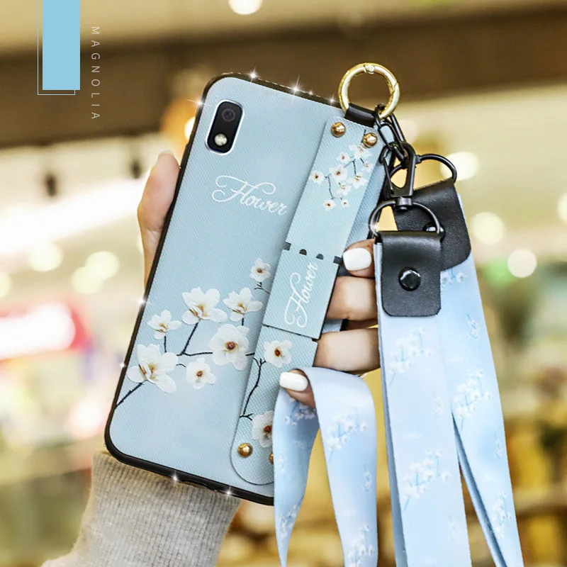 Для samsung Galaxy A10 A30 A50 M10 M20 A5 A7 A6 Plus A8 Звездный Блестящий Алмазный ремешок на запястье мягкий чехол подставка Coqu - Цвет: Небесно-голубой
