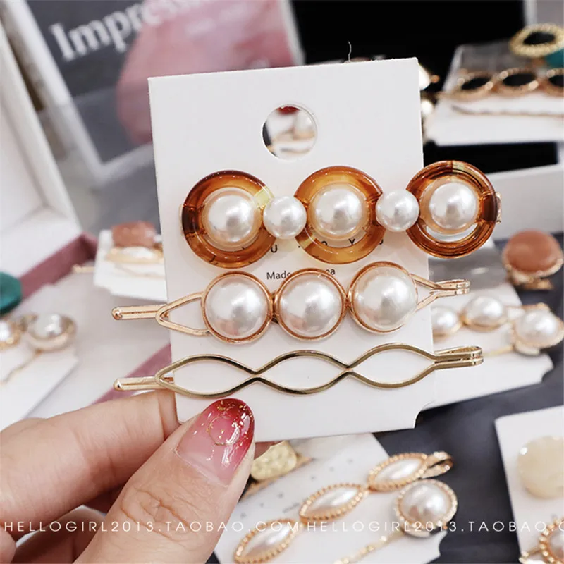 3 шт./компл. заколка для волос в Корейском стиле из смолы и жемчуга Элегантные