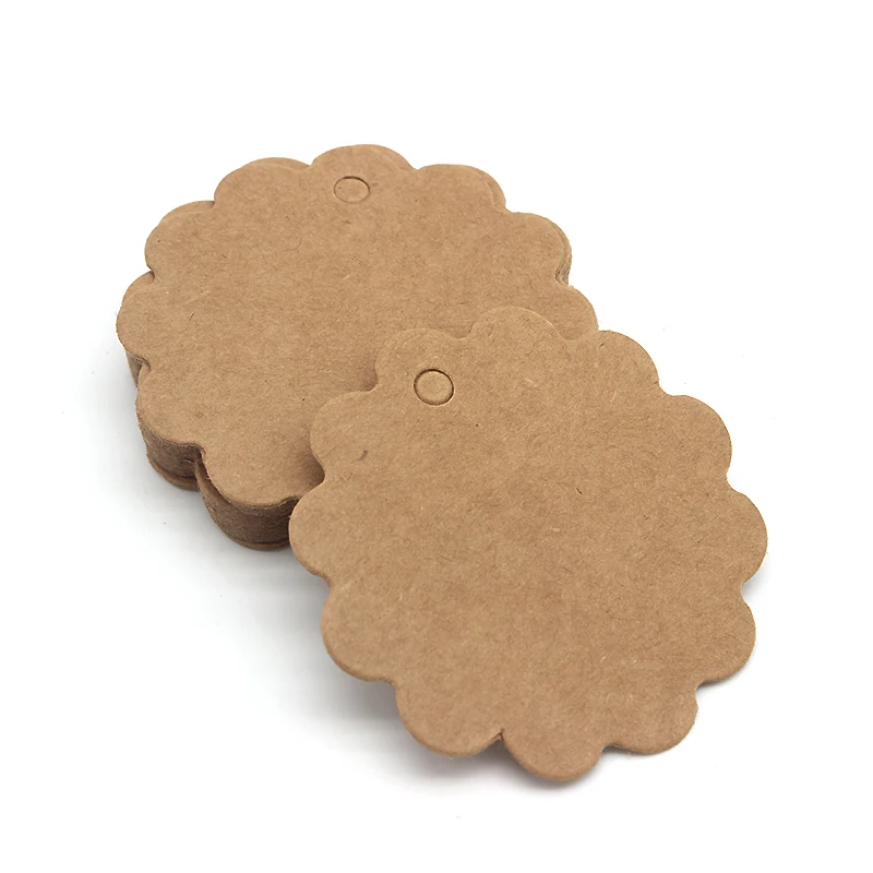 DONYAMY 50PCS Round Flower Labels Paper Tags Gift Hang Cards Price Blank Karft Luggage Wedding Party | Дом и сад