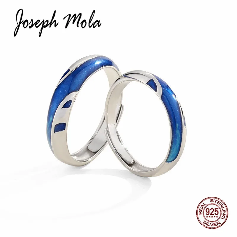 Joseph Mola 925 стерлингового серебра оригинальный дизайн синяя эмаль регулируемые