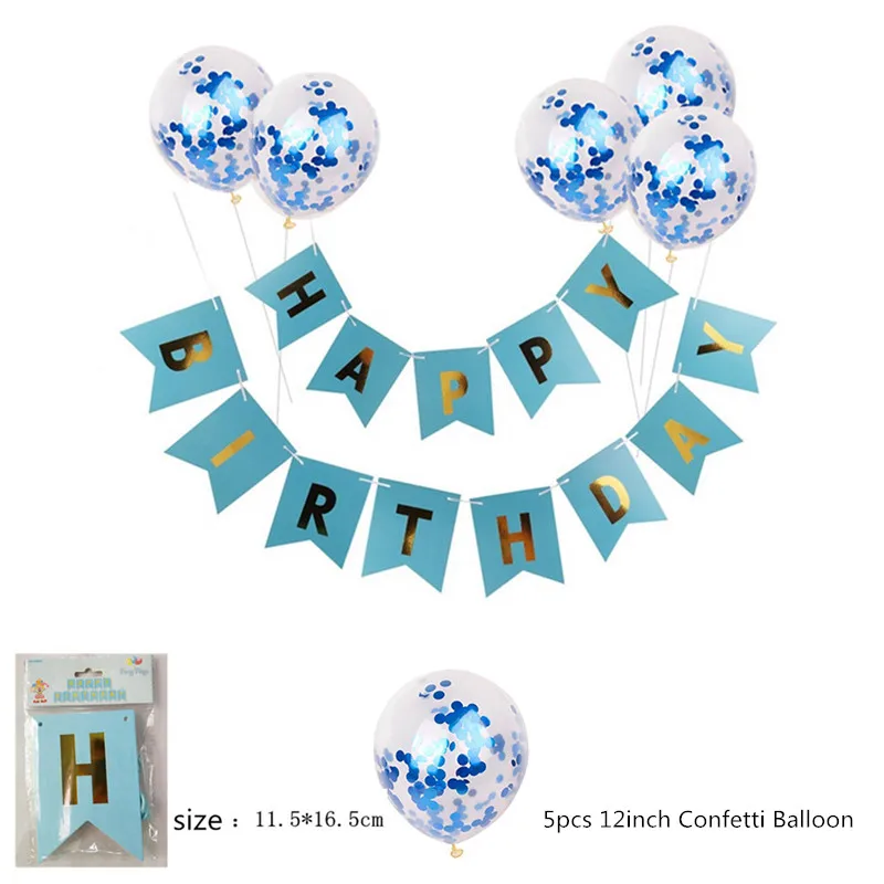 Banner Balloon Blue Шар с днем рождения Воздушные буквы альфабе розово-золотые фольгированные шары День рождения украшения для детей и взрослых Гелиевый шар Globos - Цвет: Banner Balloon Blue