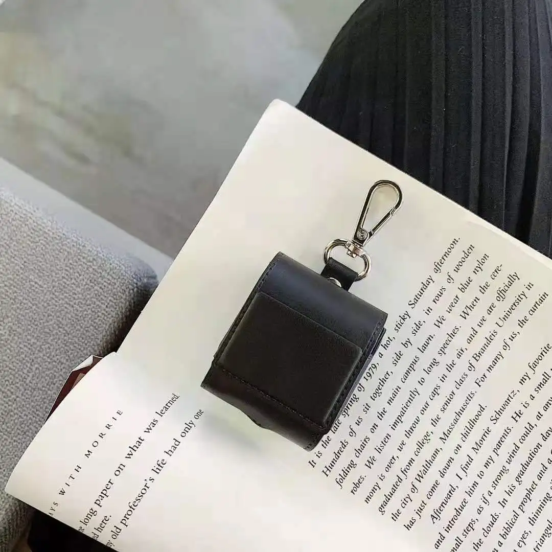Роскошный бизнес бренд кожа для Apple AirPods 1 2 Аксессуары Bluetooth беспроводной чехол для наушников зарядная коробка палец брелок