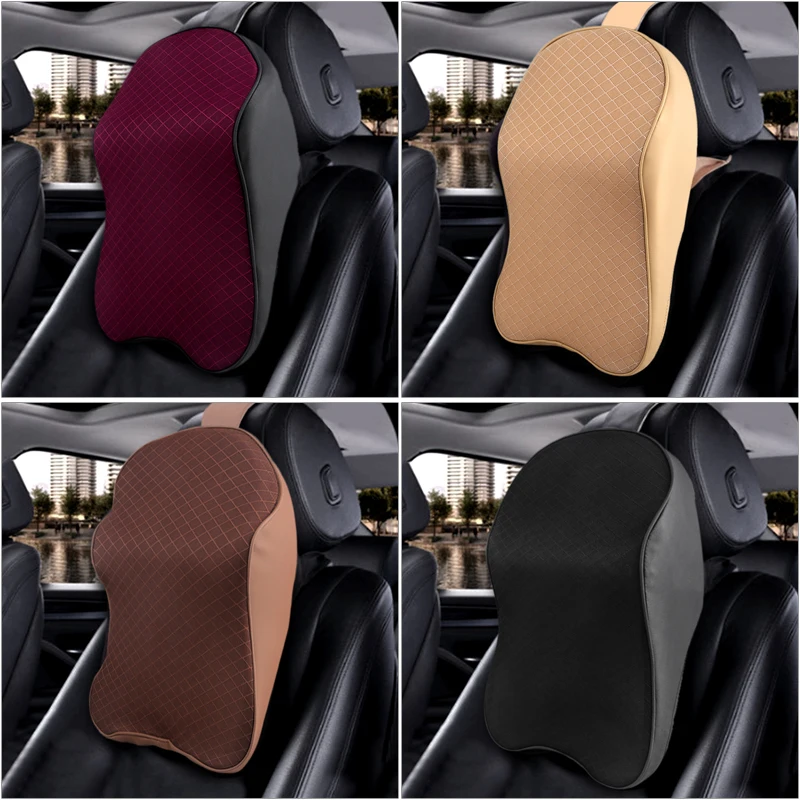

3D Space Memory Foam Car Neck Pillow Head Car Headrest Pillow Automobile Auto Neck Pillow Leather