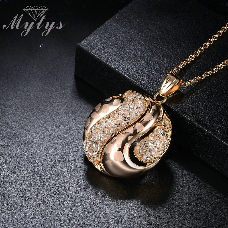 Mytys Модные Ювелирные наборы для женщин новый дизайн кристалл сетка круглый кулон