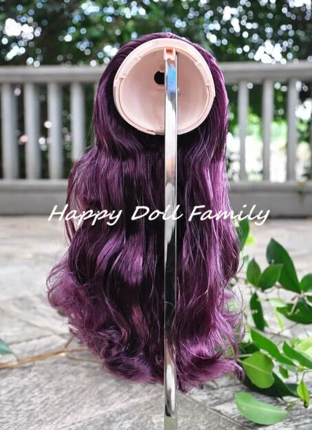 Кожа головы для куклы Blyth с волосами черного и фиолетового цвета подходит общей