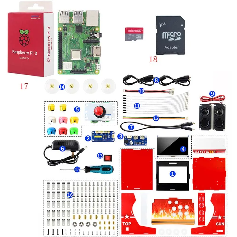 Raspberry Pie 3B Ретро рокер аркадная игра набор 10," дисплей различные симулятор игры