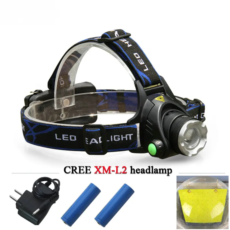 Мощный CREE XM L T6 светодиодный налобный светильник XM-L2 налобный фонарь перезаряжаемый Водонепроницаемый 18650 Аккумулятор для кемпинга, рыбалки, налобный светильник