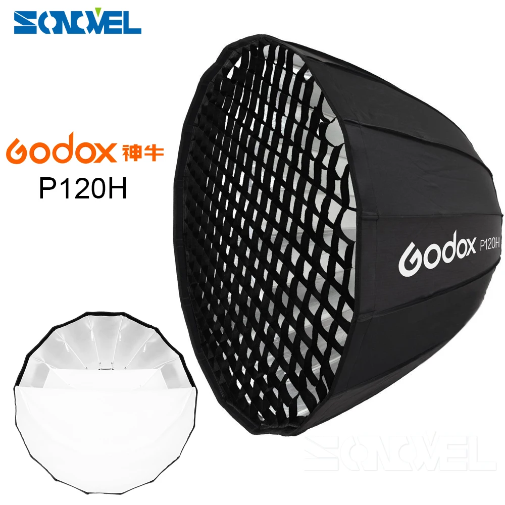 

Godox Portable P120H Deep Parabolic Softbox Bowens Mount Umbrella Reflector High Temperature Photo Studio Softbox+