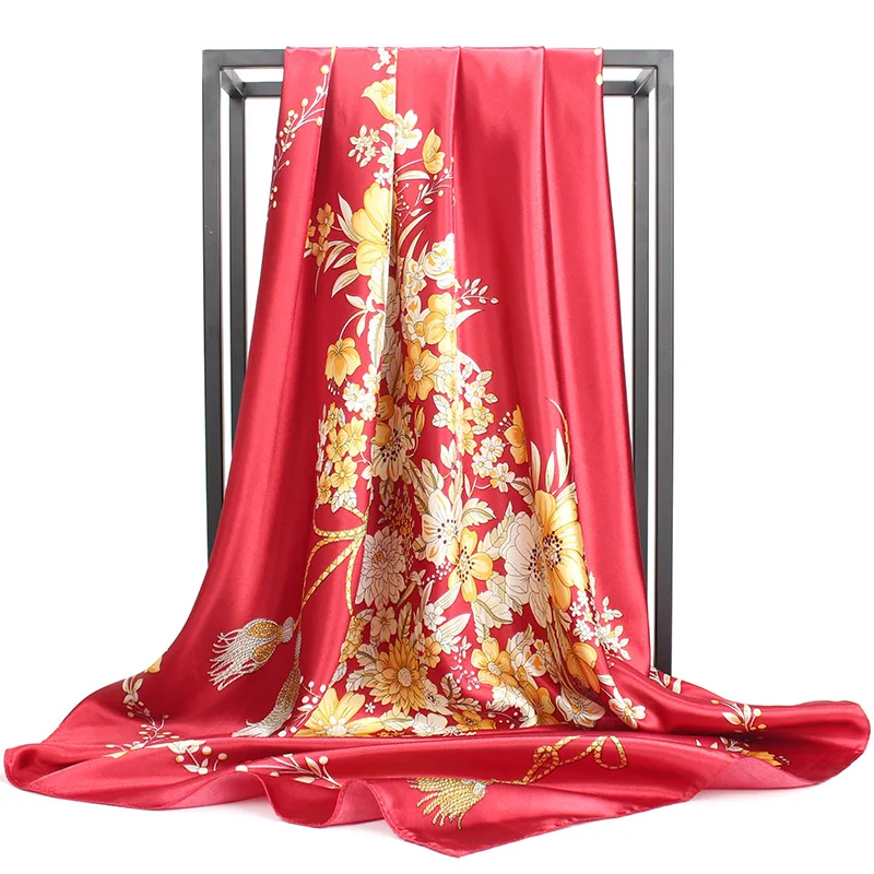 90X90CM летний головной платок женский с принтом большой квадратный