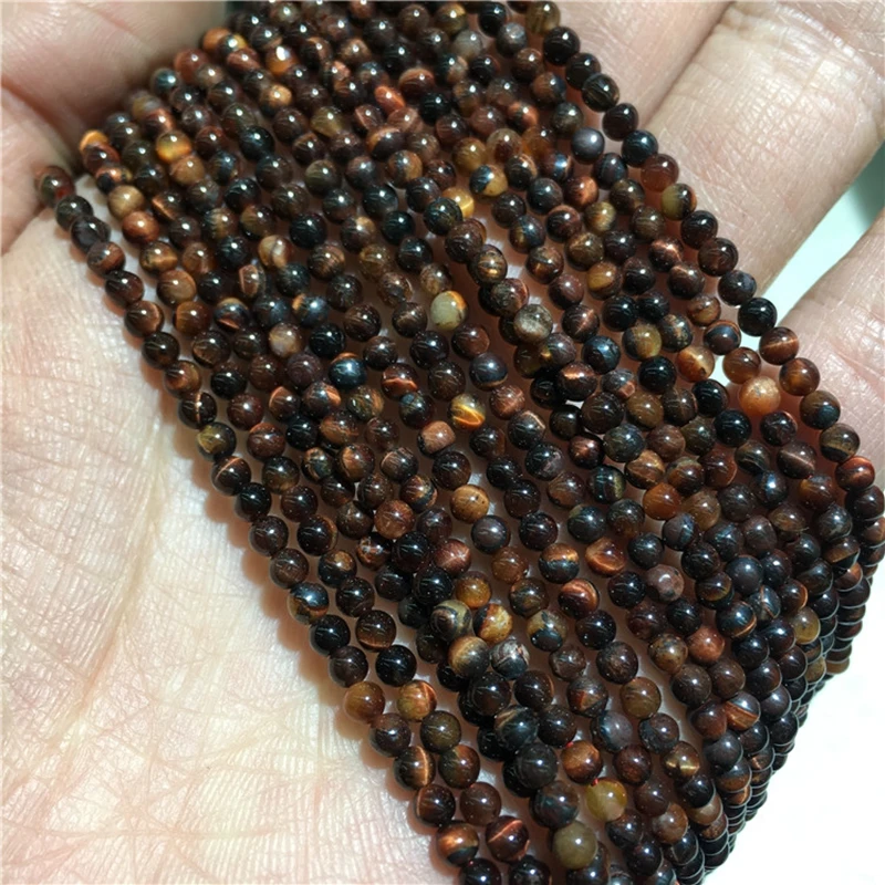 3MM 1Strand-128Pcs 100% Natural Tiger Eye Stone Raw Lapis Lazuli Black Bead Strands Jewellery Loose Beads | Украшения и