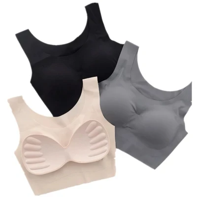 

Seamless Ice Silk Bra Women Ultra Thin Sleep Bra Fashion Intimates Bralette Massage Padded Push Up Sporter Fitness Bra Lingerie