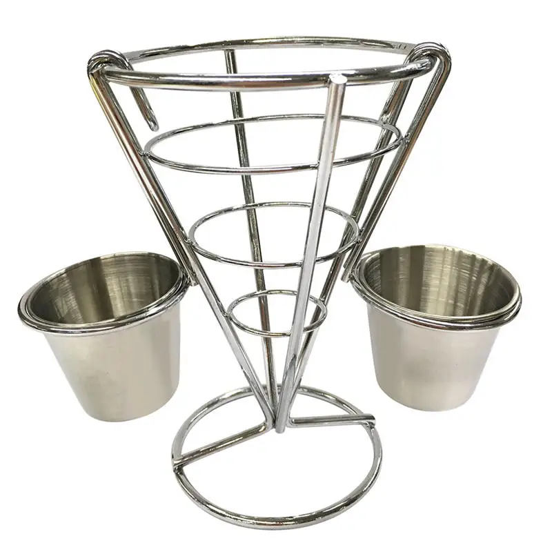 Подставка для картошки фри с двойной подставкой соуса держатель конуса вмещает