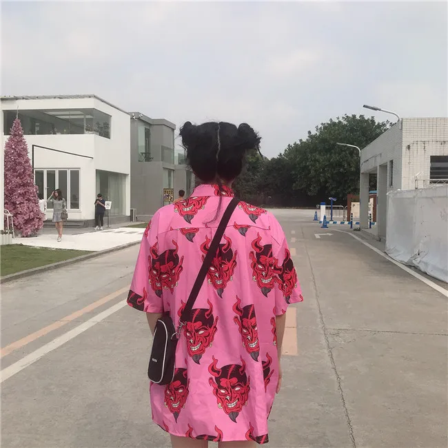 Женская блузка с принтом в стиле Харадзюку Повседневная Свободная рубашка