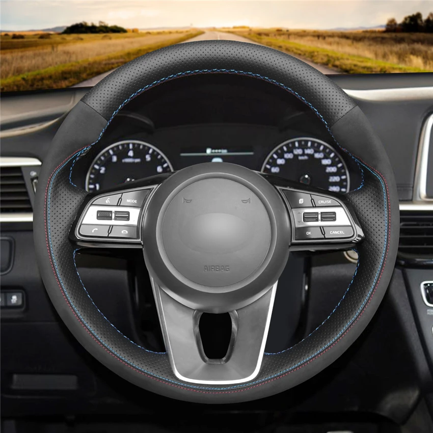 MEWANT ручная прошитая черная крышка рулевого колеса из натуральной кожи для Kia K5 Optima Cee 'd Ceed Forte Cerato(AU