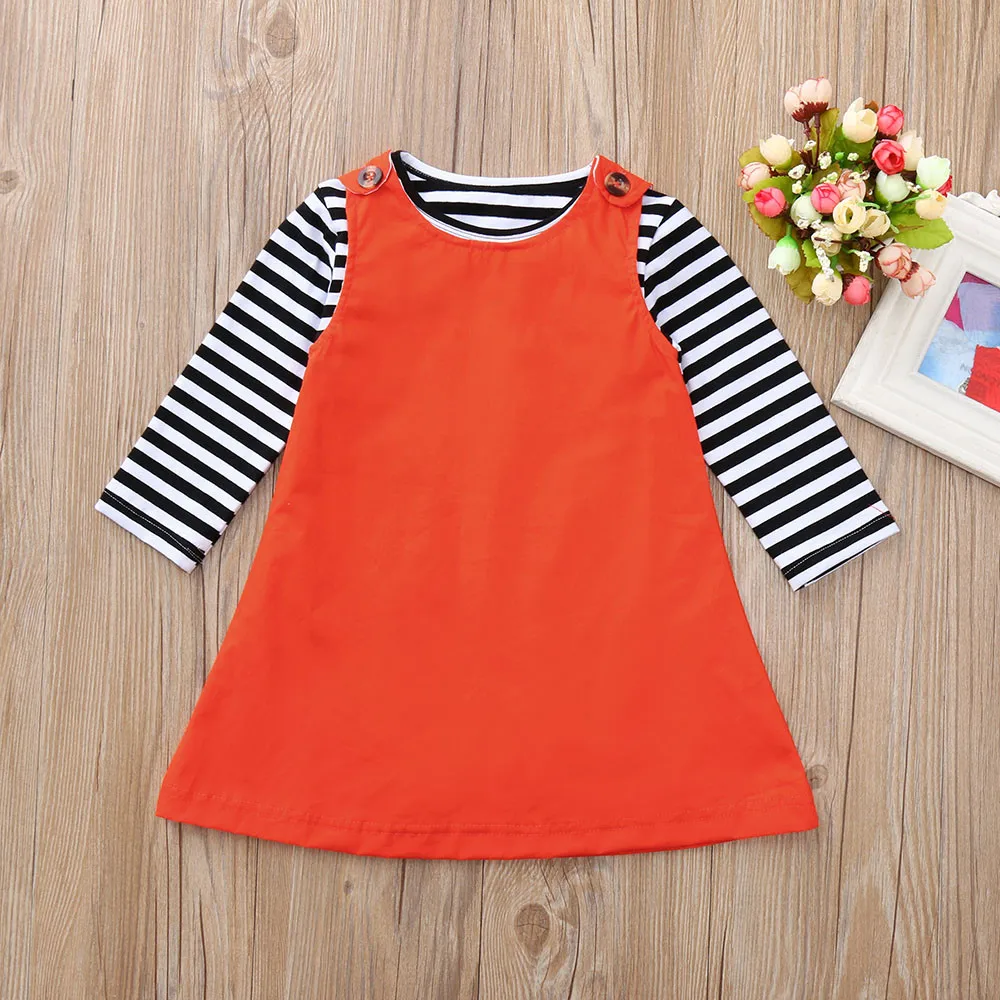 ARLONEET одежда для ребенка девочки мультфильм полосатый комбинезон + платье