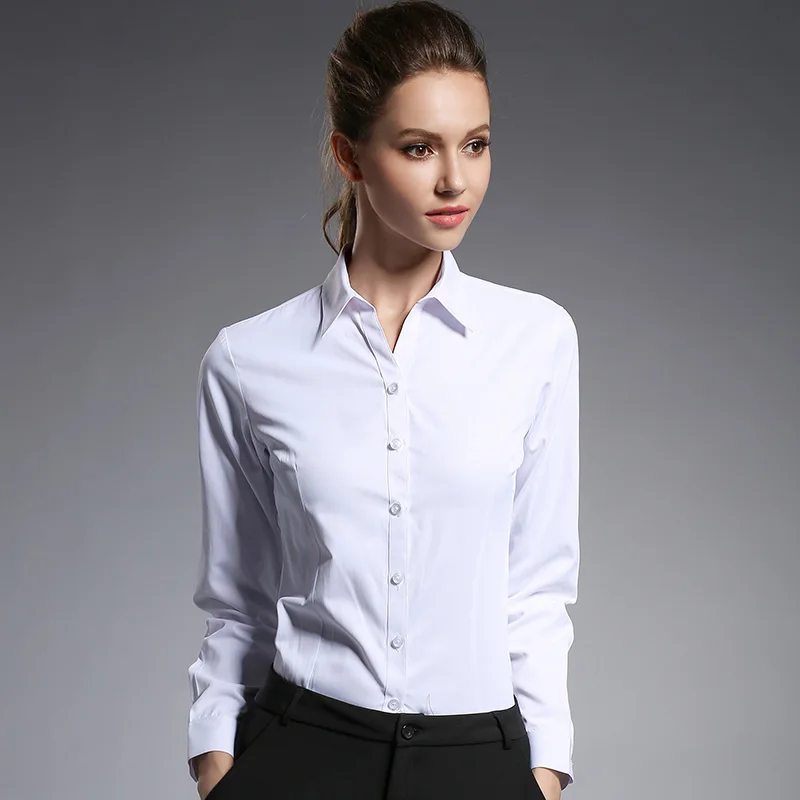 Рубашка женская белая с отложным воротником|Блузки| |