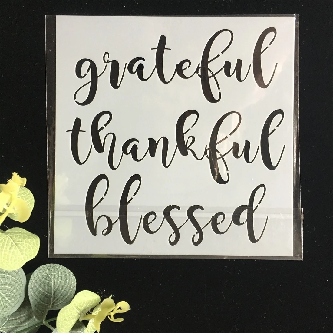 

New 15cm 5.9" Thankful Words DIY Layering Stencils Wall Painting Scrapbook Coloring Embossing Album Decorative Card Template