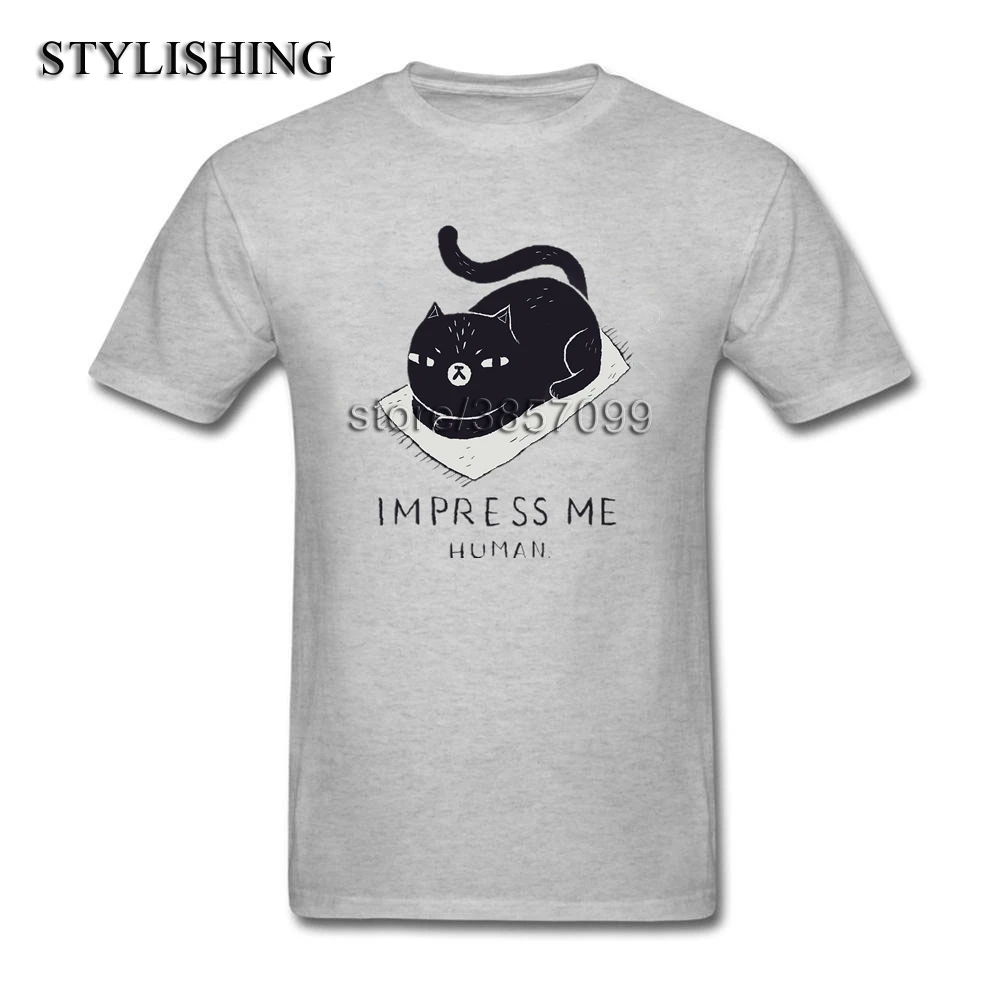 Мужские TeeShirts Популярные Хлопок круглый вырез горловины Cat Impress меня с коротким