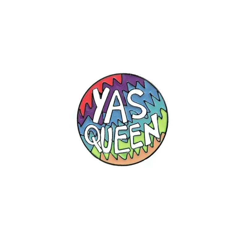 YES QUEEN Color Round Ball Metal Enamel Brooch Fashion Creative Badge Pin Fun Trendy Costume Backpack Jewelry Accessories Gift