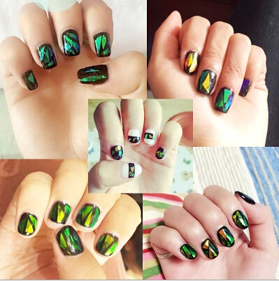 

Wholsale! 18 Packs Nail Art Sticker Broken Glass Piece 3D Mirror Effect Foil Candy Tips Stencil Decal Decoration Manicure Tools