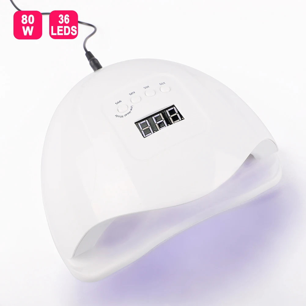 80W Lamp 36W УФ-лампы для ногтей гель УФ-лампа Сушилка светильник лампы трубки, маникюр, машинка для маникюра, оборудование инструменты для Неил арта украшения для кончиков ногтей строитель Сушилка инструмент - Цвет: 80W Lamp