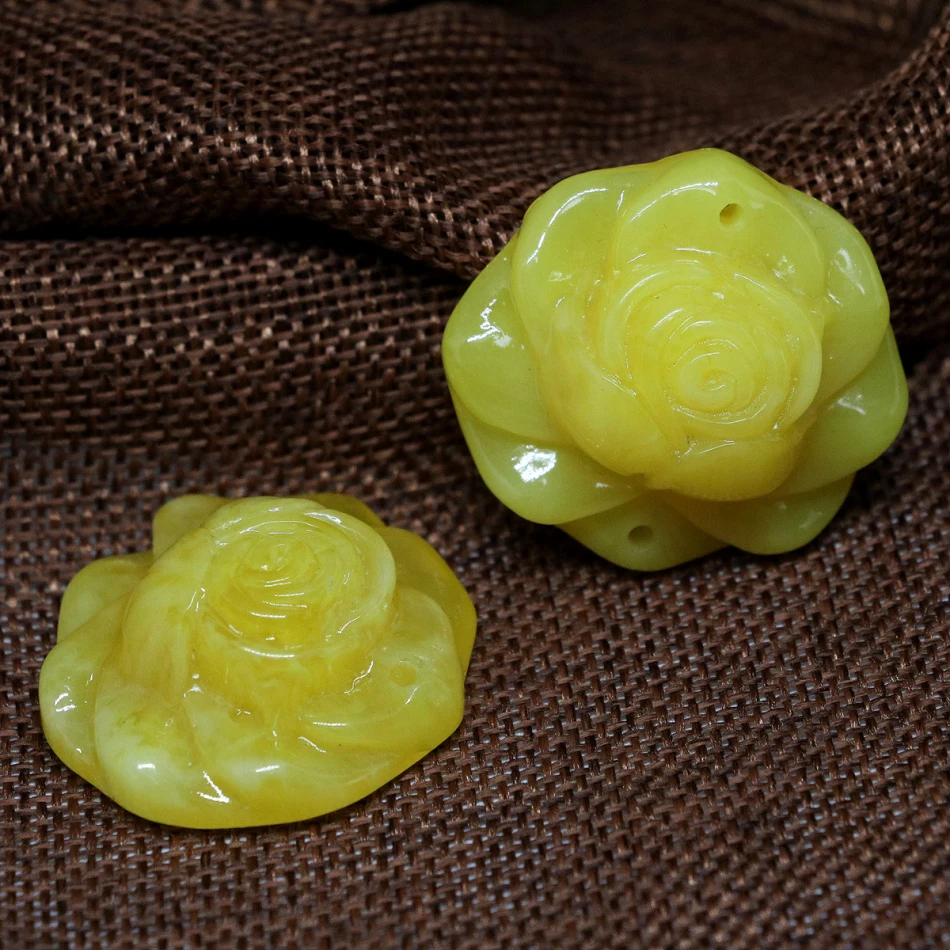 Высокое качество амулеты женская красивая роза цветок кулон 3 шт imitaiton желтый