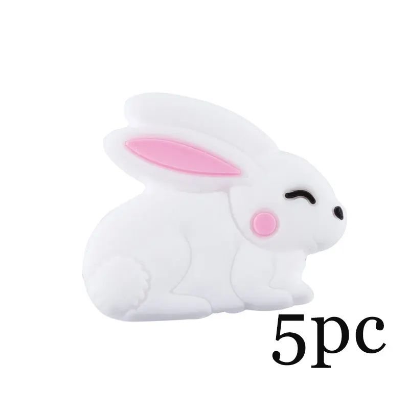 5pc White Mini Силиконовый Прорезыватель животных Детский Прорезыватель грызунов BPA Бесплатно Детские Прорезыватели для зубов DIY пустышка цепь силиконовые бусины для младенцев Товары для малышей игрушки - Цвет: 5pc White Mini